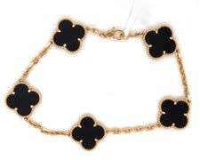 18KT Yellow Gold Five Motifs Black Onyx Bracelet
