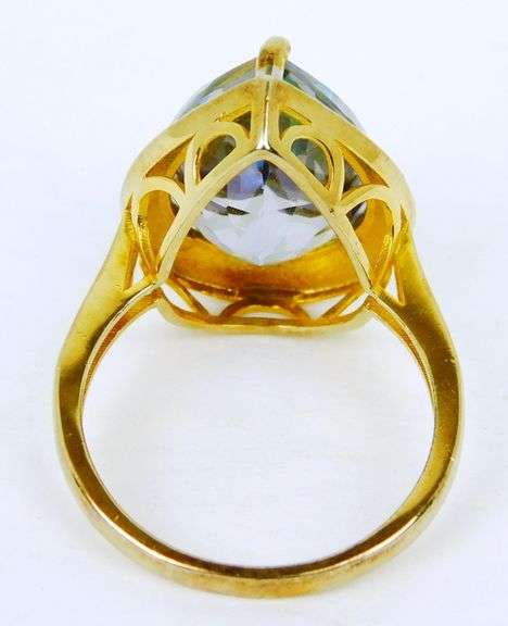 Large Sterling Vermeil Mystic Topaz Ring, Size 8