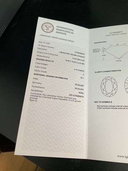 I.G.I CERTIFIED 6.10 CARAT LOOSE DIAMOND OVAL CUT