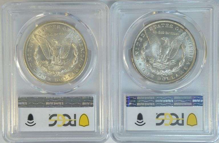Great Gem BU 1898-O & 1899-O Morgan Silver Dollars. PCGS MS65