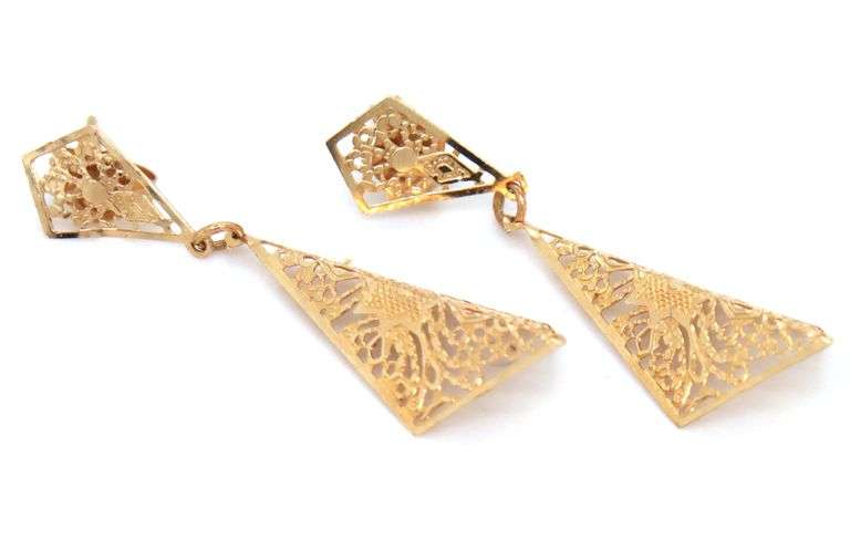 14kt Yellow gold filigree dangle earrings
