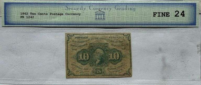 1862 10 Cent Fractional Postage Currency