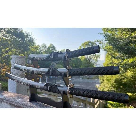 3-Piece Set Samurai Sword with Display Stand