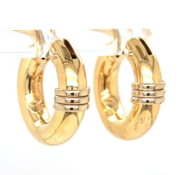 18kt two tone gold hoop earrings