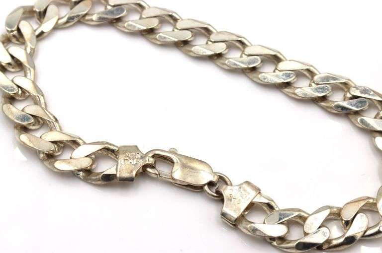 Group lot of 2 Italian vintage 925 sterling silver bracelets