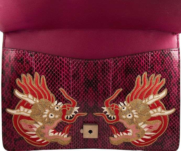 Gucci Purple Snakeskin Dragon Embroidered Medium Dionysus Shoulder Bag