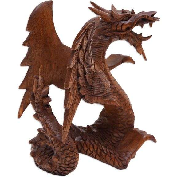 Hand-Carved Winged Dragon