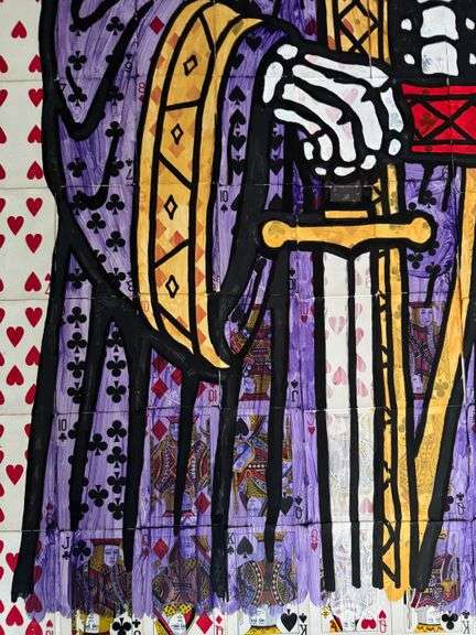 The King is Dead”  original painting by Chad Fandel is a commanding pop art  piece that fuses histor