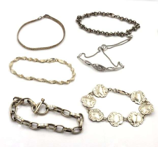 Group lot of 6 vintage 925 sterling silver bracelets