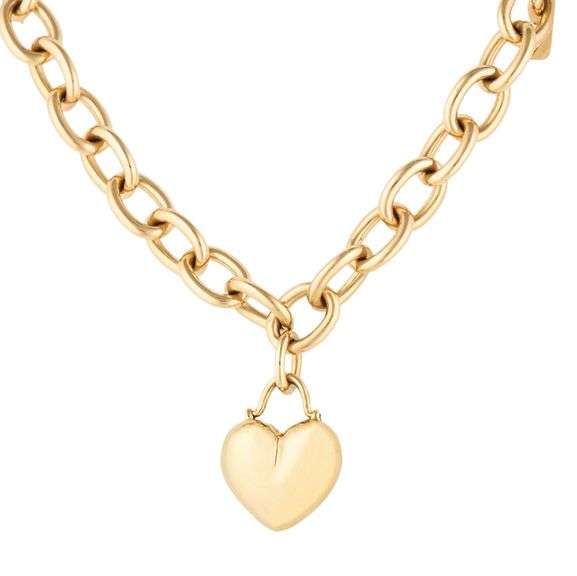 Tiffany & Co. Round Disk and Heart Shaped Charm Link Bracelet in 18K