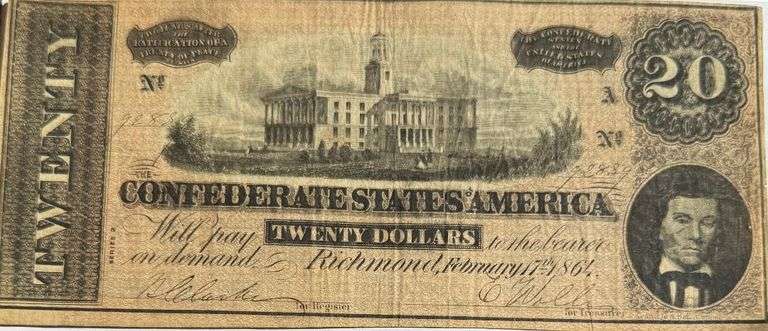 $20 Feb 17 1864 Confederate States Note.