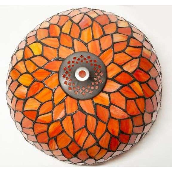 Stained Glass Orange Wisteria Table Lamp