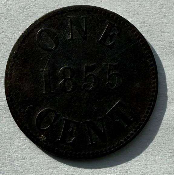 1855 Fisheries & Agriculture PEI Canada One Cent Token