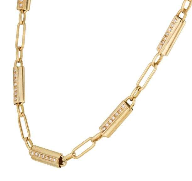 0.50ctw Diamond Accent Fancy Link Station Necklace in 18K