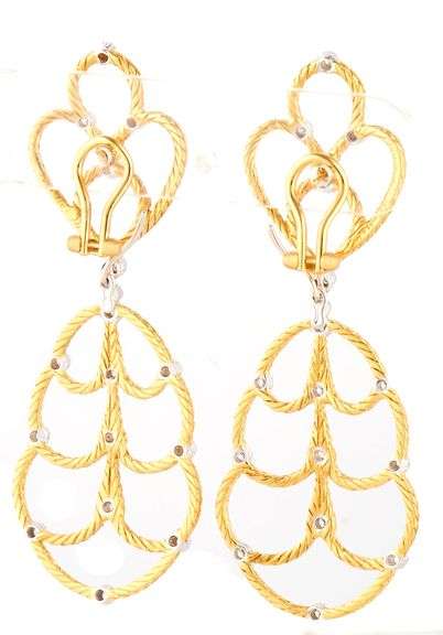 Buccellati Ondine 1.00ctw Diamond Day Night Dangle Earrings in 18K
