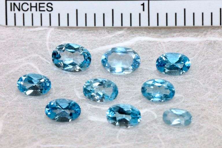 Sparkling Blue Topaz Lot of 9