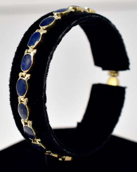 Beautiful 18K Yellow Gold Lapis Lazuli Gemstone Bracelet
