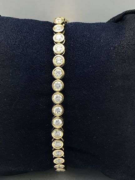14K yellow Gold Tennis lab Diamond Bracelet
