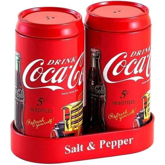Official Coca-Cola Tin Salt & Pepper Shaker Collectible