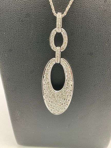 CERTIFIED BRAND NEW 14K WHITE GOLD NECKLACE WITH DIAMOND PENDANT