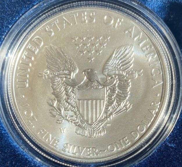 2014 W Unc Silver Eagle With Box & Paper