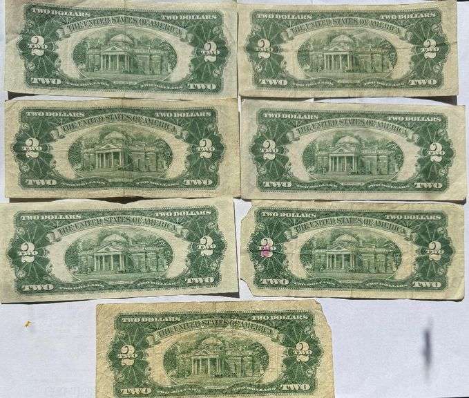 7 Cull $2 Red Seal US Notes
