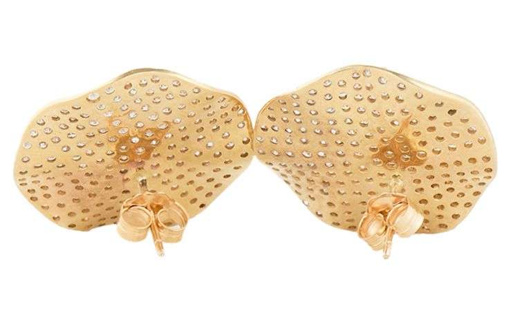 1.20ctw Pave Diamond Abstract Disc Circle Earrings in 14K