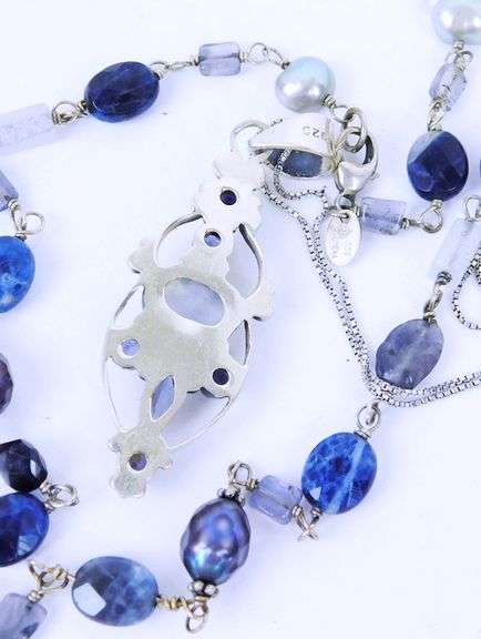2 Sterling Silver Gemstone Necklaces