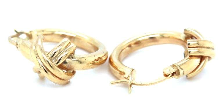 14kt Yellow gold X hoops