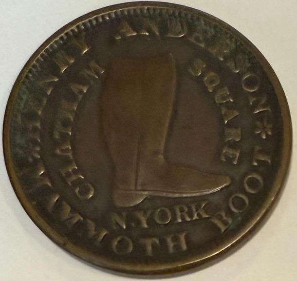1837 Henry Anderson Boot Maker NY Hard Times Token