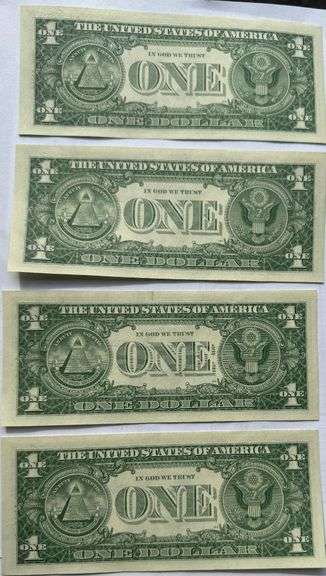Four Consecutive $1 1957 Silver Certificates