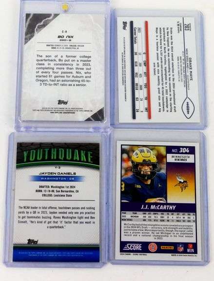 4 NFL Latest QB Rookie Football Cards - 2024