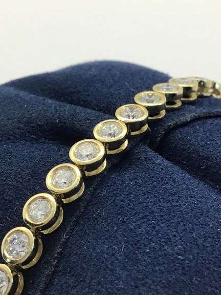 14K yellow Gold Tennis lab Diamond Bracelet
