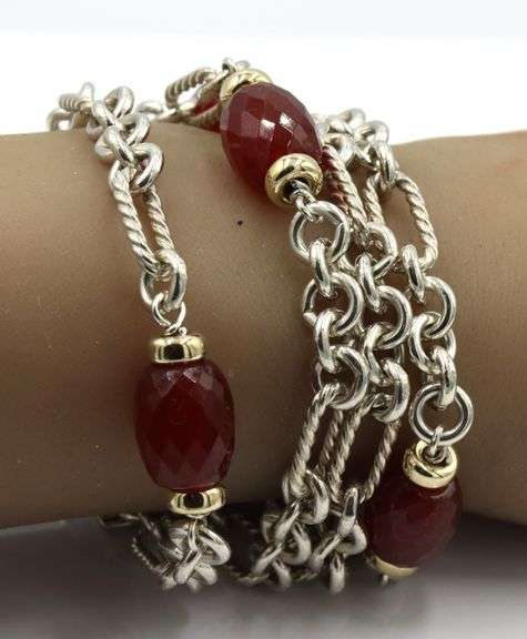 David Yurman multi row Carnelian bracelet
