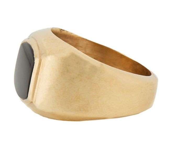 Gents Black Onyx Classic Solitaire Signet Ring in 10K