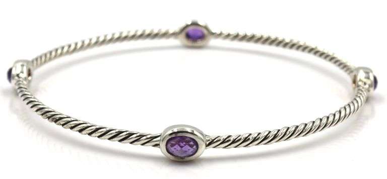 David Yurman amethyst station bangle bracelet