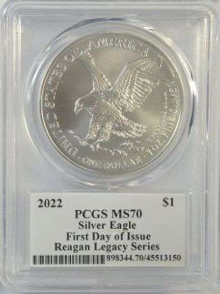 2022 $1 Eagles Reagan Signed 1st Day Issue PCGS MS70