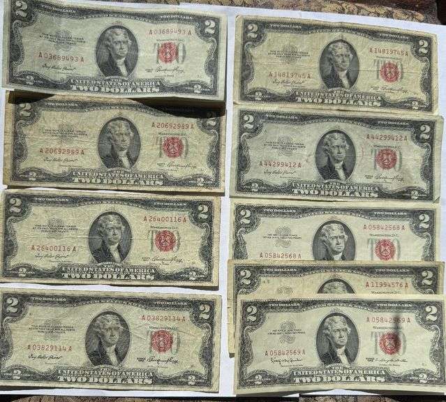 Six 1953 & Three 1963 $2 US Notes