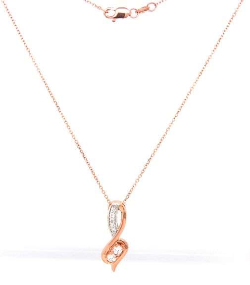 14kt Yellow gold 0.20ctw 2 stone diamond pendant on chain necklace