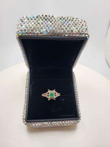 Victorian natural emeralds and diamond accent ring