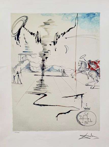 Pencil Numbered Salvador Dali, Chevalier