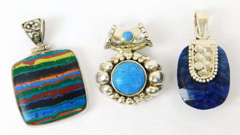 3 Sterling Silver Gemstone Pendants