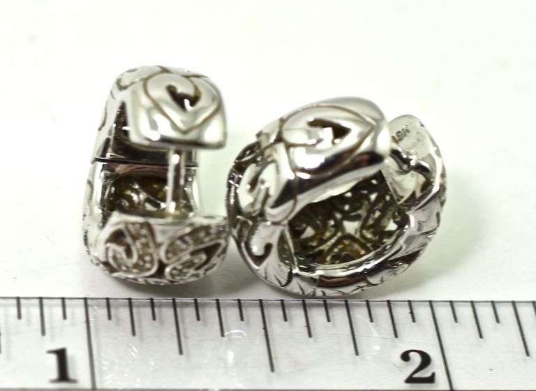 High-End 18K White Gold and Diamond Huggie Earrings