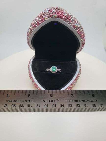 Victorian natural emeralds and diamond accent ring