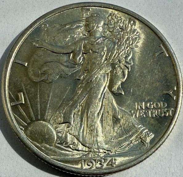 1934 Frosty White Unc Walking Liberty Half
