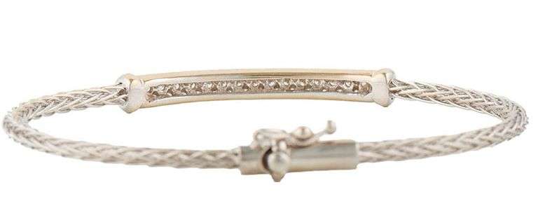 Roberto Coin 1.00ctw Pave Diamond Bar Bangle Bracelet in 18K