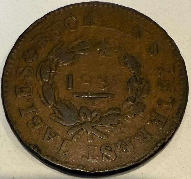 1835 Bucklins Book Keepers Troy NY Hard Times Token