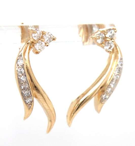 14kt Yellow gold 0.45ctw diamond drop swirl earrings
