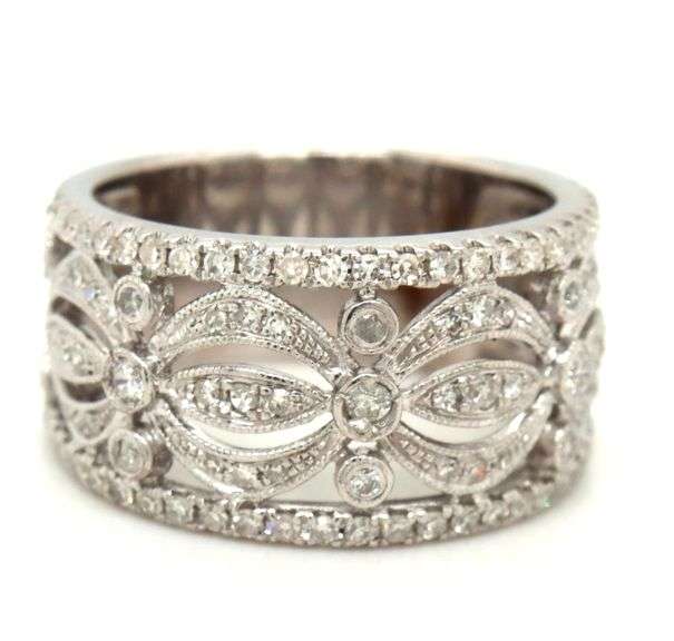 10kt White gold 0.50ctw wide diamond accent band