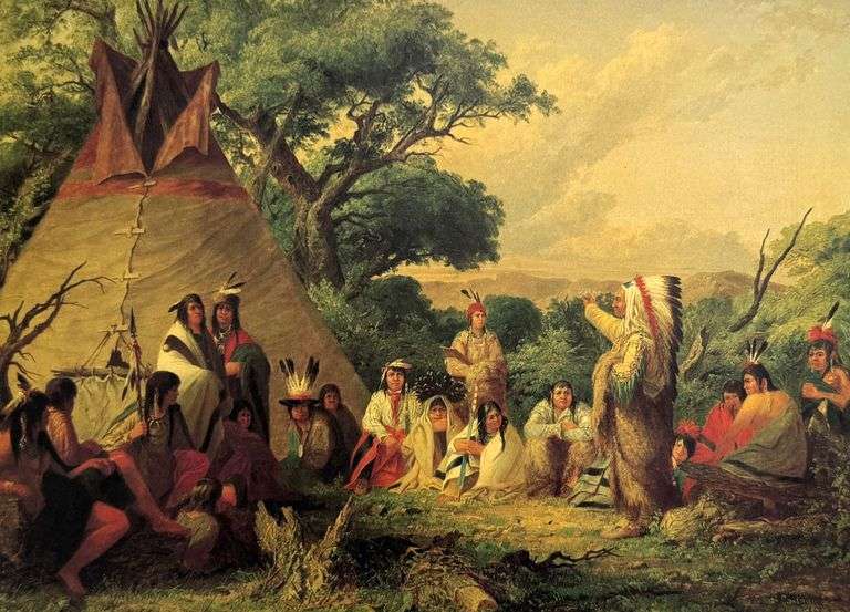 Vintage  Seth Eastman, The Indian Council